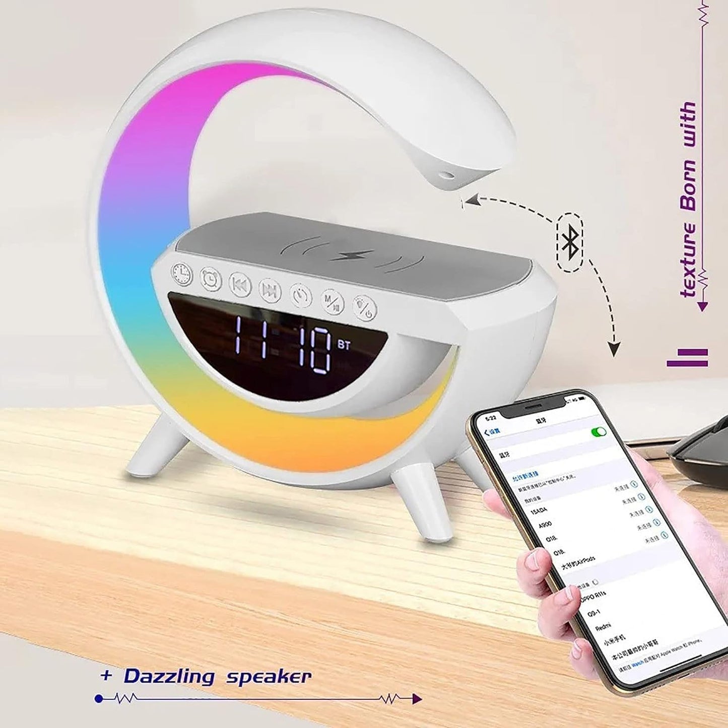 G-Speaker, Google-Speaker with Colorful LED Light & Wireless Charger